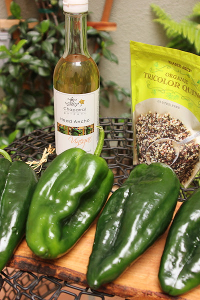 Quinoa stuffed chile rellenos from Shescookin.com